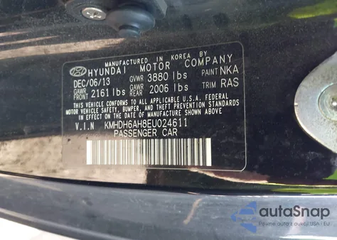 2014 Hyundai Elantra из США, поврежденный, VIN KMHDH6AH8EU024611